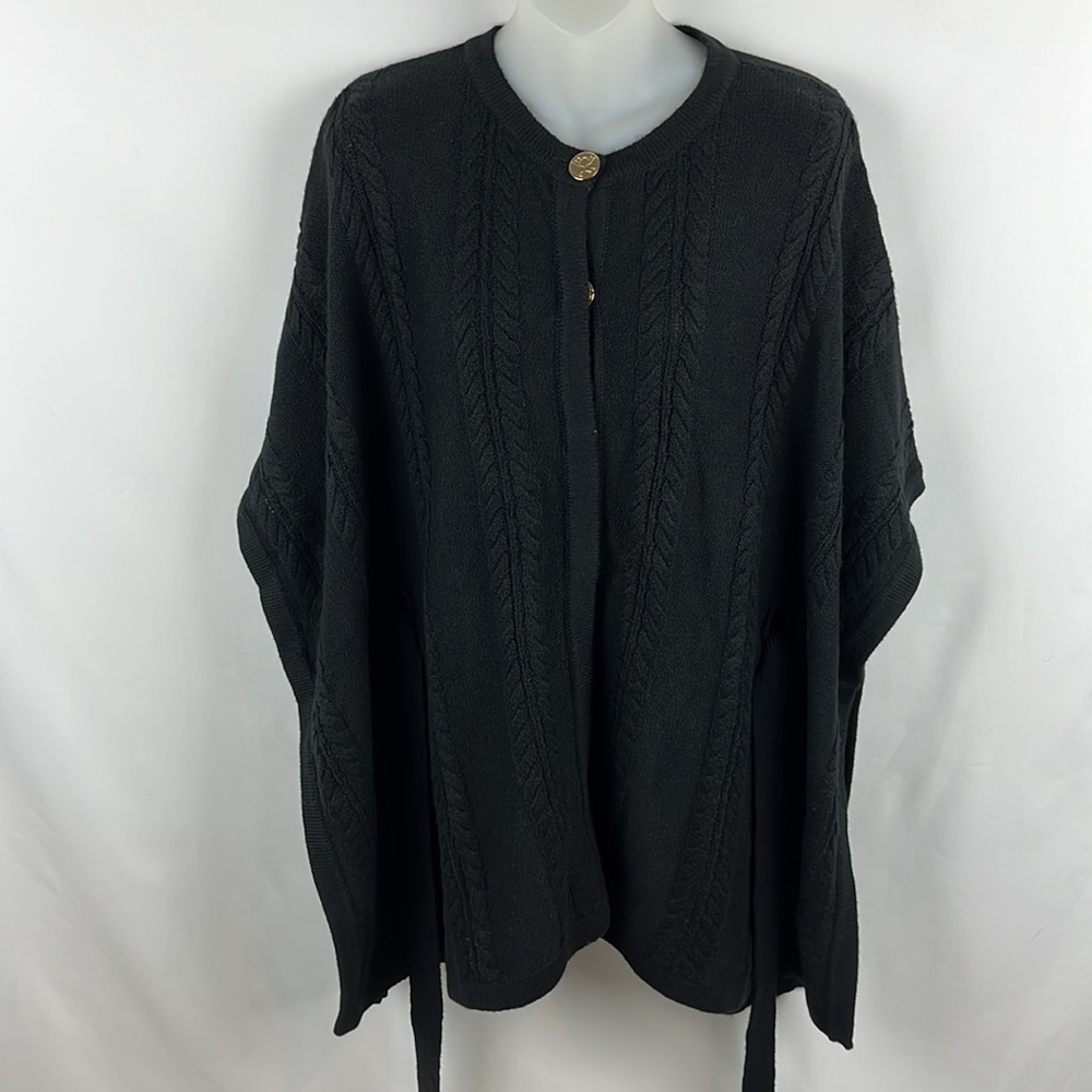 Draper James Belted Black Cap Poncho Style with Gold Button Size XS - S - Picture 7 of 13